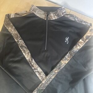 Browning Black & Camo 1/4 Zip Hunting Fleece-Lined Pullover Men's XXL 2X